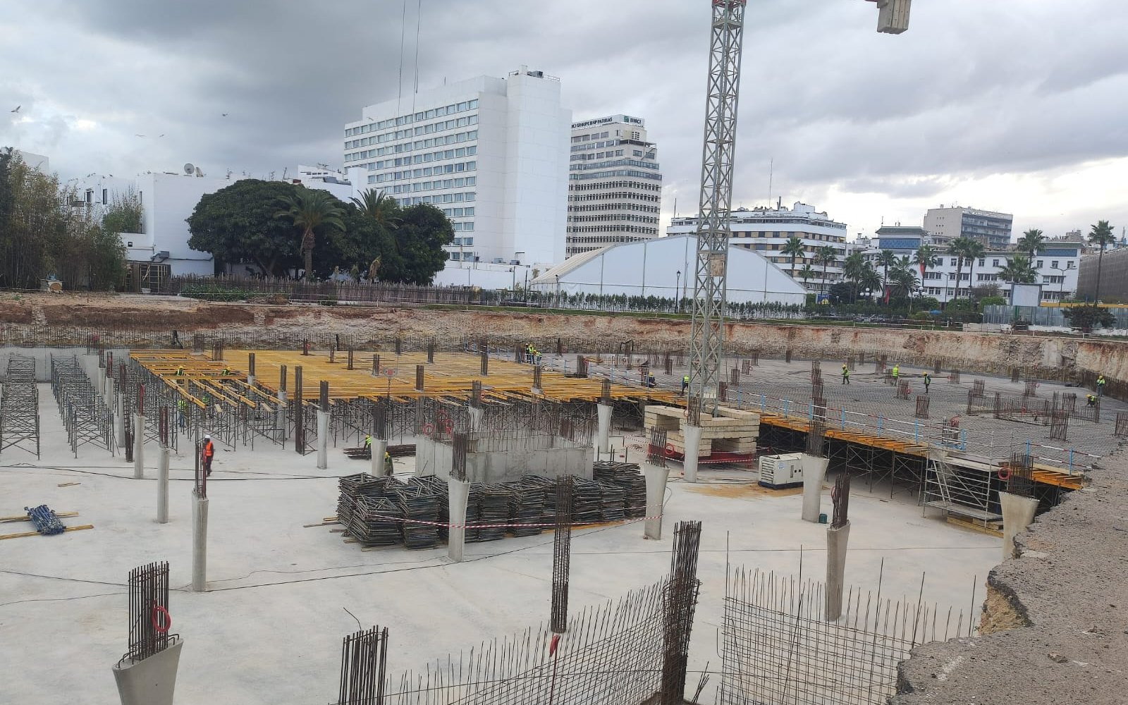 Chantier de fondations et d'étaiement à Casablanca