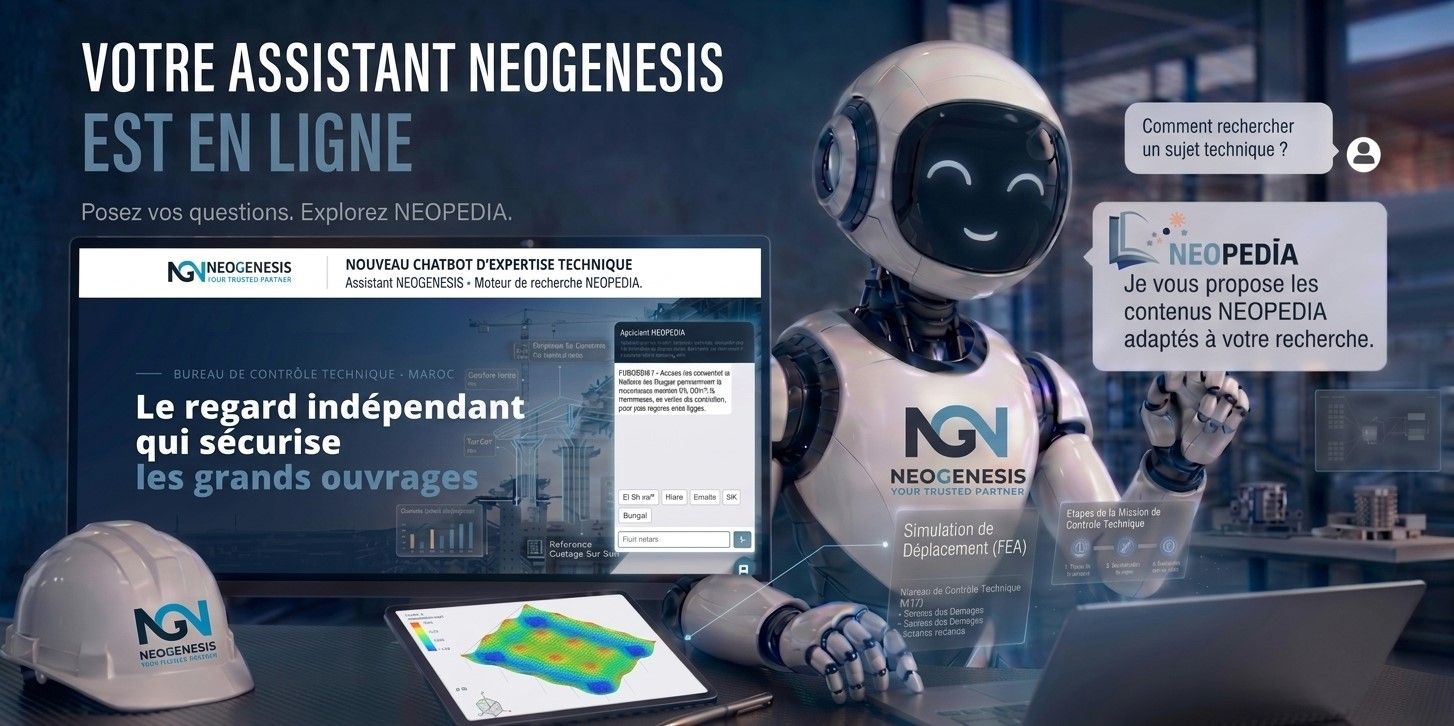 Visuel de l’assistant en ligne NEOGENESIS et du moteur de recherche NEOPEDIA