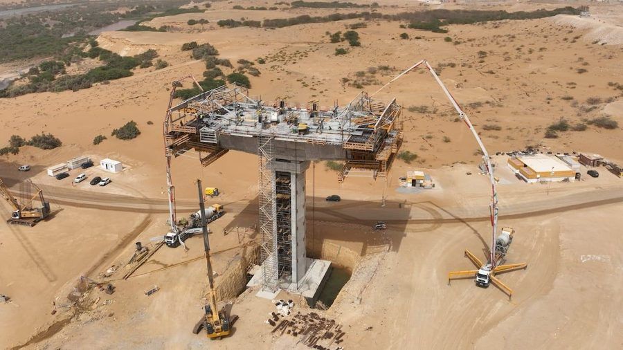 Viaduc de la Sakia El Hamra : voussoir sur pile et montage des équipages mobiles